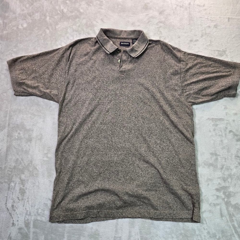 Marc Edwards Mens XL Brown Grey Marl Short Sleeve Polo Shirt Heathered Knit
